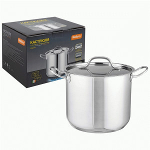 Кастрюля с крышкой Elegante 7,1л, 22*19см нерж.сталь 109011 Mallony