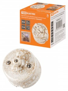 TDM Болонь выкл. фарфор. поворот. проходной с ручкой (бантик) 10А мрамор Ретро SQ1820-0111