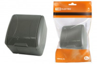 TDM Селигер роз. 1 мест. земля ОУ IP54 16А с крышкой серая (10!) SQ1818-0113