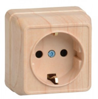 IEK ОКТАВА роз. ОУ 1 мест. (земля) 16А сосна (корпус ABS) РС20-3-ОС