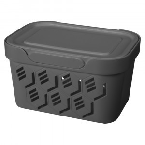 Ящик с крышкой универсальный "DELUXE", 189x132x110 мм, 1,9л Серый 433233511 Бытпласт