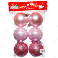Шар Т263 6шт 6см (акрил/мат/блес) розовые (140)