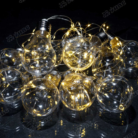 Гирлянда светодиодная ЛАМПОЧКА БЕЛЫЙ /H-12см, 10 лампочек,провод "леска"/