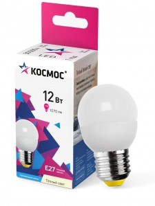 Космос шар  E27 12W (1070lm) 3000K 2K матов. 90x45 LkeLED12wGL45E2730