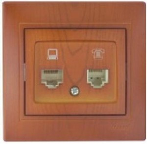 Lezard Мира роз. телеф./компьют. СУ 2 мест. сосна (RJ11+RJ45) (корпус PC) 701-0801-143