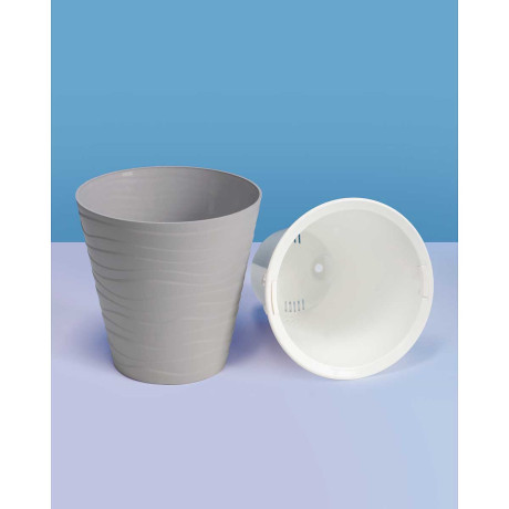 Кашпо "Валенсия" со вставкой 5,2 л Серый шелк х12