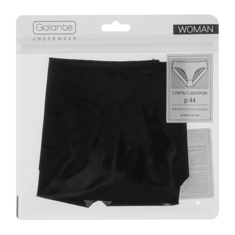 GALANTE Трусы-слипы женские с декором, р.44, 95%вискоза, 5%спандекс, черный, НБ25-8
