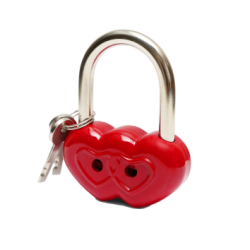 Замок вис ВС2-28 "Двойное сердце" (свадебный набор с золотистым маркером в подарочной коробке) Чебоксары  \30