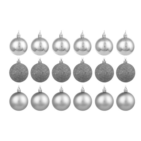 СНОУ БУМ Набор гладких шаров 6 см, 18 шт, серебро, 26-126