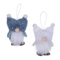 СНОУ БУМ Сувенир елочный Гномик 8x6x11 см, полиэстер, белый, синий, 2 вида