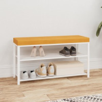 Банкетка Торонто 33С, каркас белый, сиденье горчичное, 88,5*30*49см, до 120кг БТ33СБГ под заказ ЗМИ