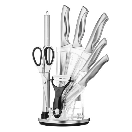 SATOSHI Морель Набор ножей кухонных 9пр, ручки хром, акриловая подставка