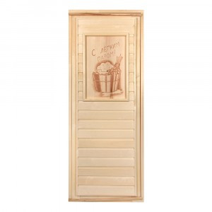 Дверь деревян глухая панно 22,3кг/1,8х0,7м липа/короб сосна компл ручки/петли 31215 Банные штучки