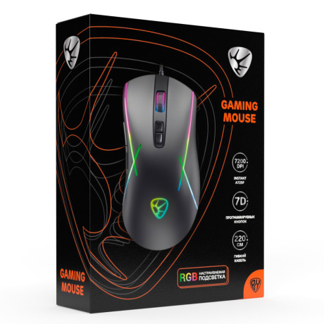 BY Игровая мышь проводная Rifle 7200dpi,7D,A725F,RGB,220см