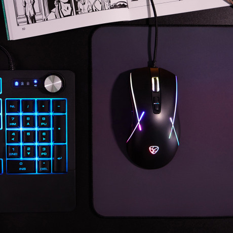 BY Игровая мышь проводная Rifle 7200dpi,7D,A725F,RGB,220см