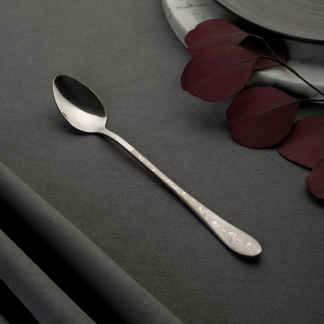 Ложка чайная с удлиненной ручкой "Цветы", 19см, нерж.сталь