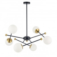 LUMION 6581/6 MODERNI LN25 черн., зол/бел. мет.  /стекло люстра E14 6x40W 220V MELODY
