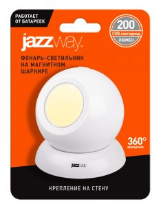 JAZZway Фонарь св-к шар на магнит.шарнире TS1-L1W (3xR03) COB 1W(200lm) 3 реж. BL