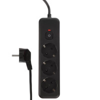 BY Удлинитель, сетевой фильтр Black 3 розетки, 3 м, выкл., 2500Вт, чёрный