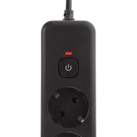 BY Удлинитель, сетевой фильтр Black 3 розетки, 3 м, выкл., 2500Вт, чёрный