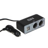NG Разветвитель прикуривателя в авто, 2 гнезда, 2хUSB, 60 W, 2.1А, 12/24В, пластик