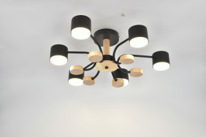 General Люстра 6GX53 50W 650х200 230V черный, мет/дер Альберто без пульта IP20 662328