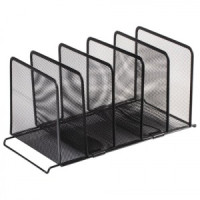 Подставка д/сортировки писем и бумаг 5-ти секционная BRAUBERG &quot;Germanium&quot;, металлическая, настольная