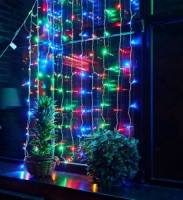 Гирлянда-занавес ULD-C2030-240/DTA 240LED 11W разноцв. 3x2/24 нити, 8реж, IP20 пров.прозр. Uniel