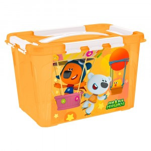 Контейнер с декором "МИ-МИ-МИШКИ" с замками и ручкой 290х190x180мм 6,65л оранж. 431329608 Бытпласт