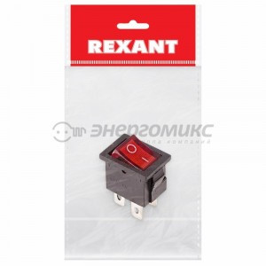 REXANT выкл. клавишный 250V 6А (4с) ON-OFF красн  с подсв.  Mini  (RWB-207, SC-768) ИУ36-2190-1