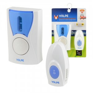 Volpe звонок беспроводной  80м, 16 мелодий, инд, бел, кнопка IP53,блистер UDB-Q027 W-R1T1-16S-80M-WH