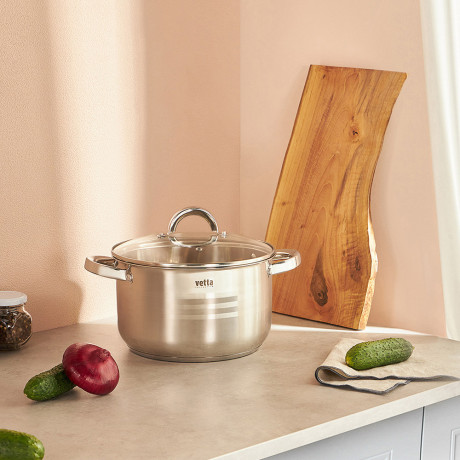 VETTA Фултон Кастрюля 24х14см, 5,4л, со стекл. крышкой, индукция