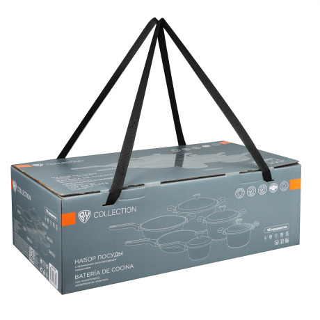 BY COLLECTION Наб.пос.10пр,а/пр.покр.:кастр+крышк.2.5л,4.3л,6.5л ;ковш+крышк.1.4л;сков 24см;сот.28см