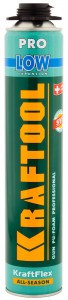 KRAFTOOL Premium Pro Low (50L) Пена монтаж (п/пистолет) всесезон. 800мл низкое вторич. расширение