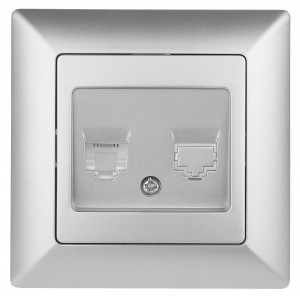 ЭРА Intro Solo роз. СУ телеф. RJ11, алюминий 4-302-03, 4259