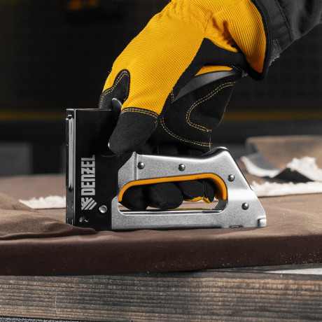 Степлер металлический, скобы в комплекте, 2К рукоятка, тип 53, 6-10 мм Denzel