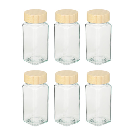 VETTA ЭКО Вуд Набор банок для специй, 6шт., 120мл,стекло, бамбук