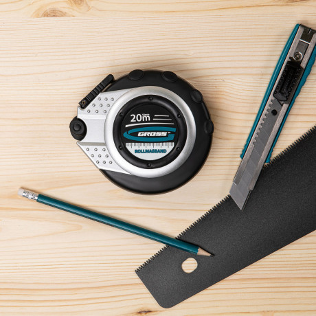Рулетка геодезическая 20 м х 13 мм, закрытый корпус, металлическая лента, нейлон Gross