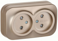 IEK GLORY роз. ОУ 2 мест. 10А (шторки) РСш22-2-ХШм шампань мат. ERH23-K37M-10