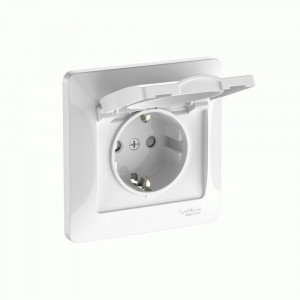 Systeme Electric GLOSSA роз. СУ 1 мест. (земля) штор с крыш, 16А (автоклеммы)БЕЛЫЙ GSL000146S (15!)