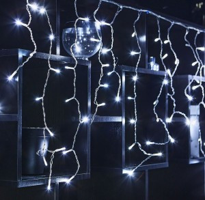 Гирлянда-бахрома ул. св/д мерцание 12м 195 LED провод прозрач ULD-B12006-195/TTK WHITE IP44 Uniel