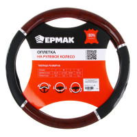 ЕРМАК Оплетка руля, гелевая, со вставками "красное дерево", черный, разм. (М)