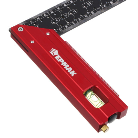 Угольник разметочный 30см тм ЕРМАК, с отверстиями для разметки(интервал 5мм) и пузырьковым уровнем