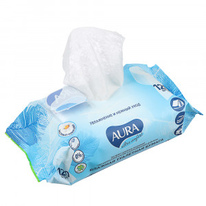 Туалетная бумага влажная AURA Ultra Comfort без крышки, 120шт