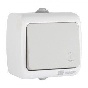 EKF Мурманск кнопка звонка 1 мест. 1 кл. серый, 10А, IP54 EFZ10-026-30-54
