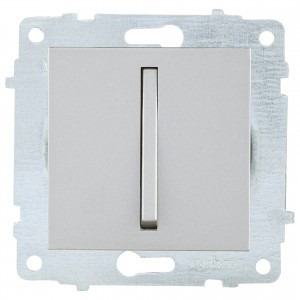 OVIVO мех. выкл. СУ 1 кл. 10А (узкая клавиша) серебро (ко всем рамкам) 610-000210-200