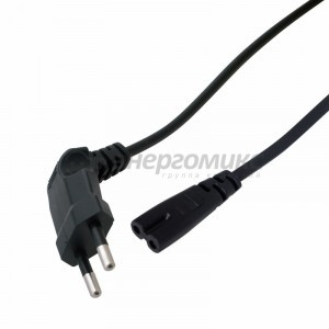 Шнур сетевой Евро вилка - розетка C7 (для магнитофона) 2x0.5мм, 1,5м черный REXANT (10!) 11-1104