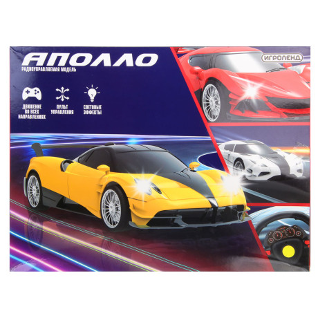 ИГРОЛЕНД Машина на радиоуправлении "Аполло", 6xАА, ABS, 33,5х25,5х6,5см, 3 дизайна