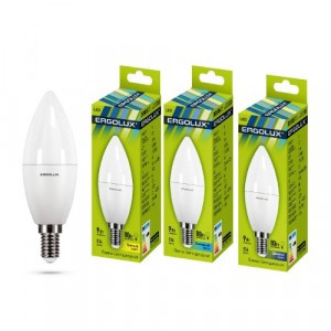 Ergolux свеча C35 E14 9W(780lm 220°) 4500K 4K матовая 109x38 пластик/алюм. LED-C35-9W-E14-4K