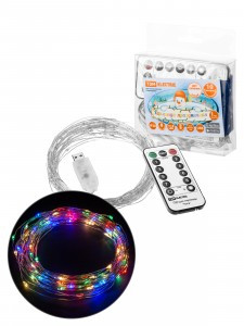 TDM Гирлянда светодиодная "Роса 100-Д" 10 м, 100LED, многоцветн., ПДУ, USB, IP20,  SQ0361-0090